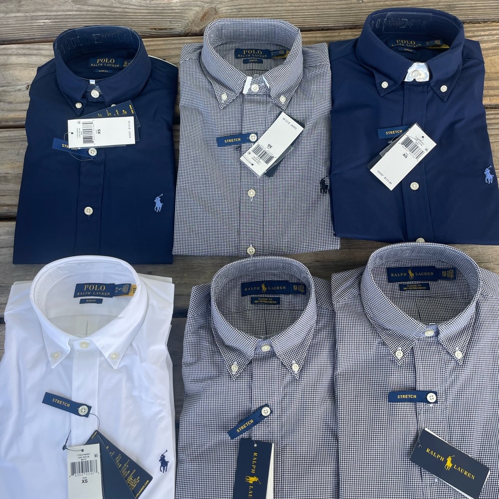 Ralph Lauren Men's Button Down Shirts - Navy, White, Gray lot of 6 NWT sz XS